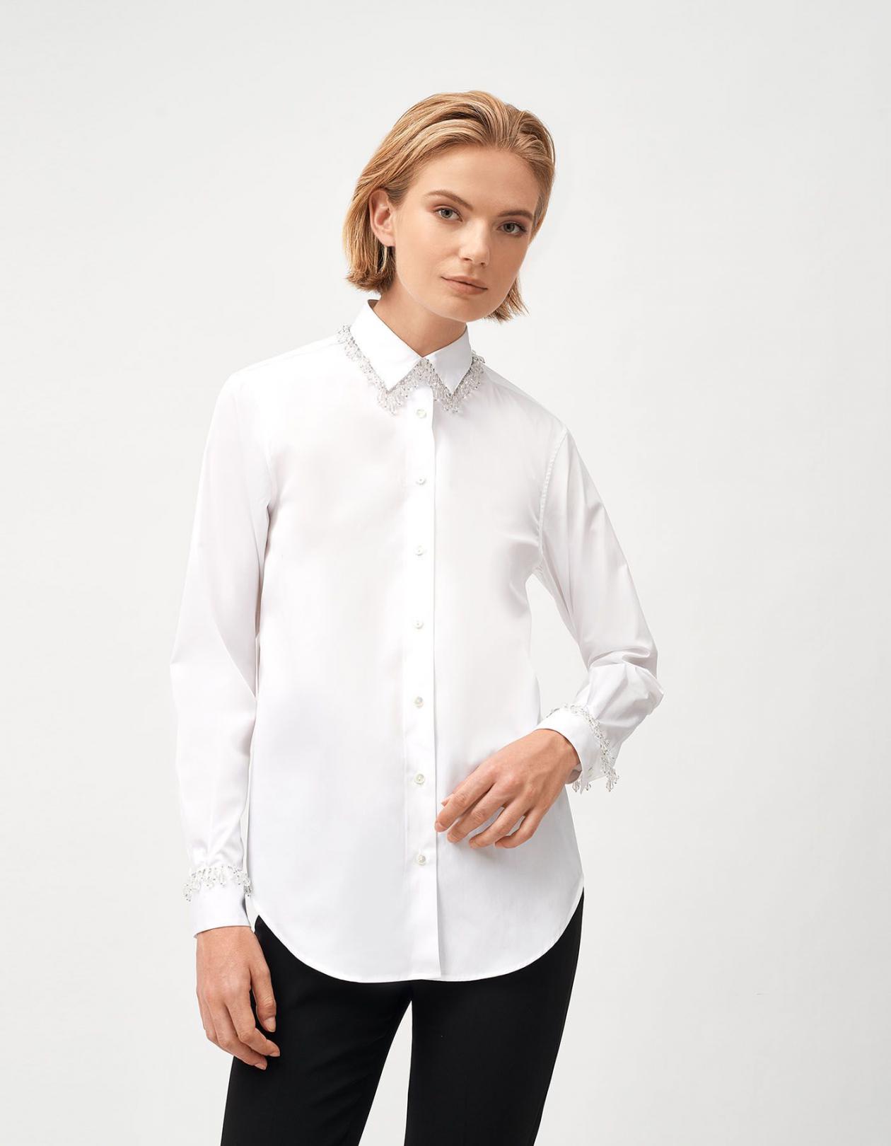 Patou Besticktes Hemd Aus Baumwollpopeline in Weiß Damen Bekleidung Oberteile Hemden 